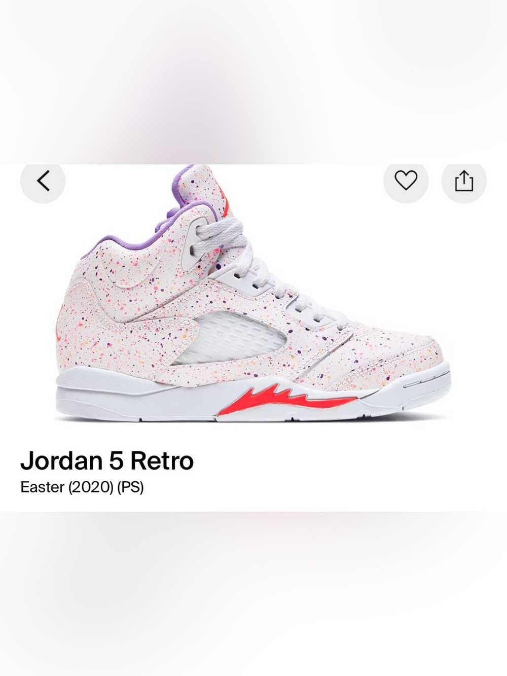 Air Jordan 5 Retro (PS) “Easter” 3Y 2020